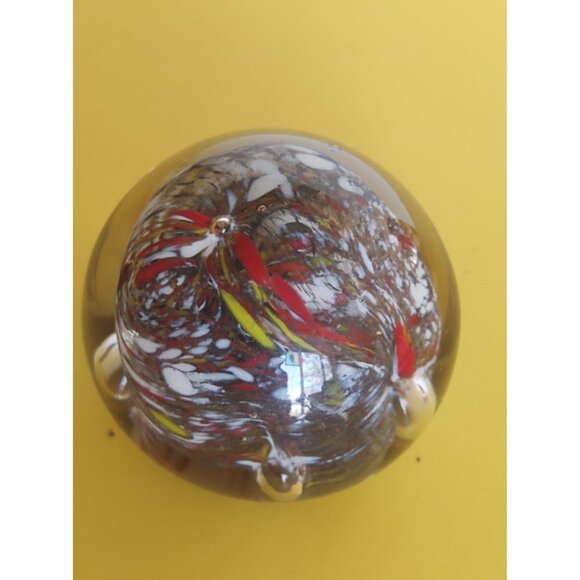 Vintage Hand Blown Swirled Art Glass Paperweight 3"x 2 1/2" - Picture 7 of 8